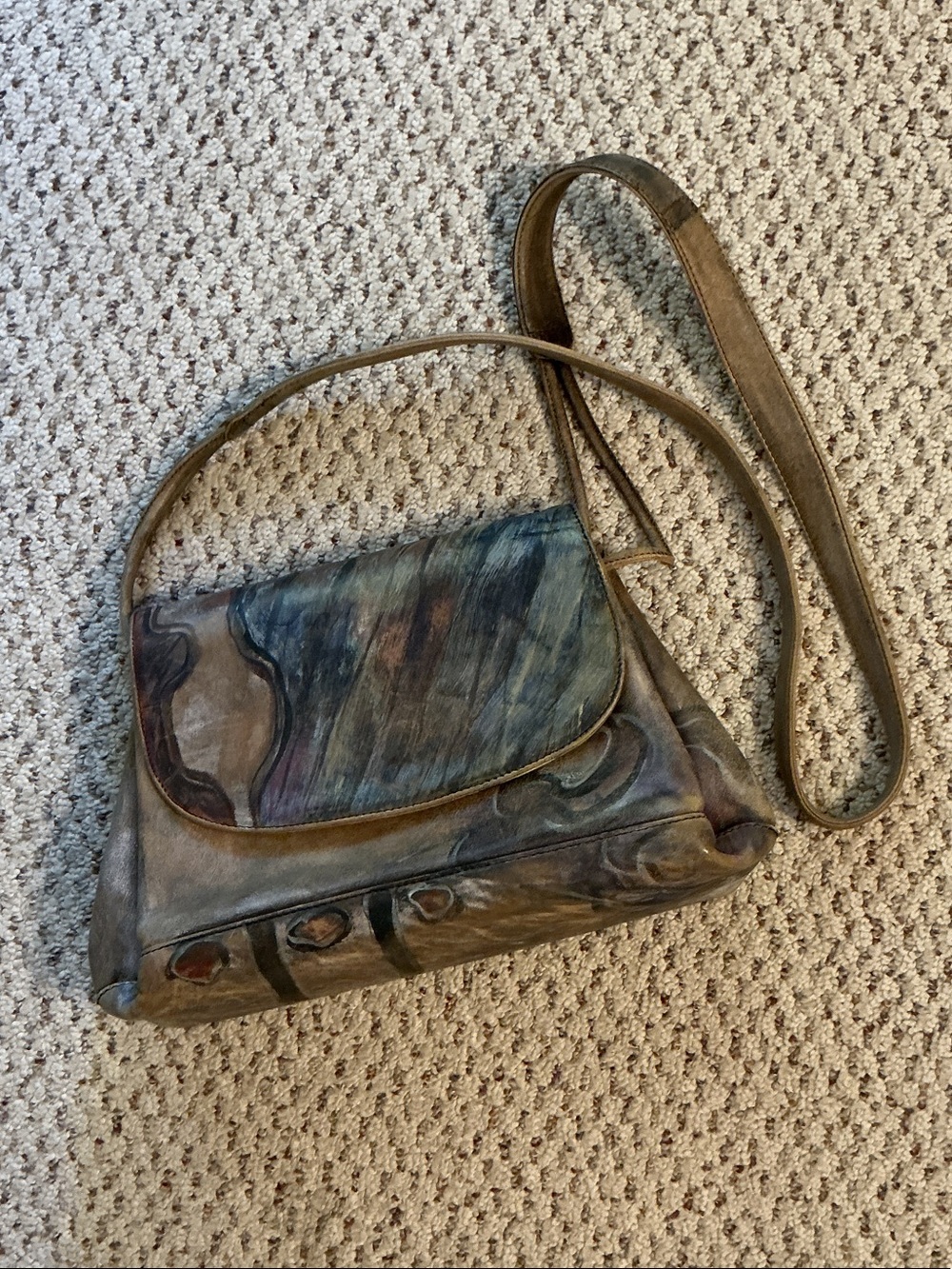 Jane Yoo Hand-Painted Leather Crossbody Bag in Multicolor